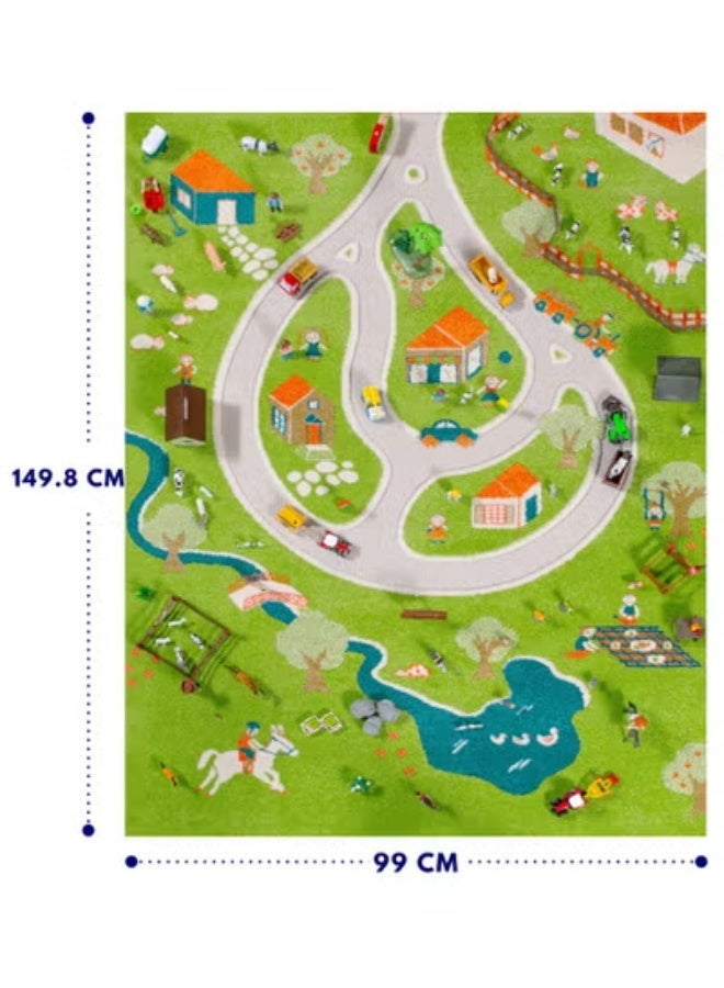 IVI 3D Play Carpet Farm Design - Medium | Green | Activity Playmat for Kids & Children | Bedroom, Living Room, Nursery Rug | Polypropylene | Foldable | 150 cm x 100 cm - Image 2